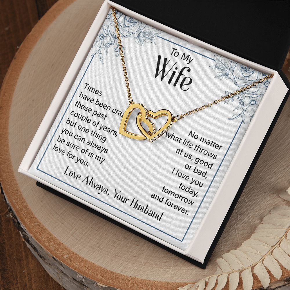 To My Wife Necklace from Husband, Personalized Necklace for Women, Luxury Necklace for Wife from Man Men, Wedding Anniversary Present For Wife, Beautiful Wife Jewelry Christmas Birthday Gift For Wife20 Interlocking Hearts Necklace
