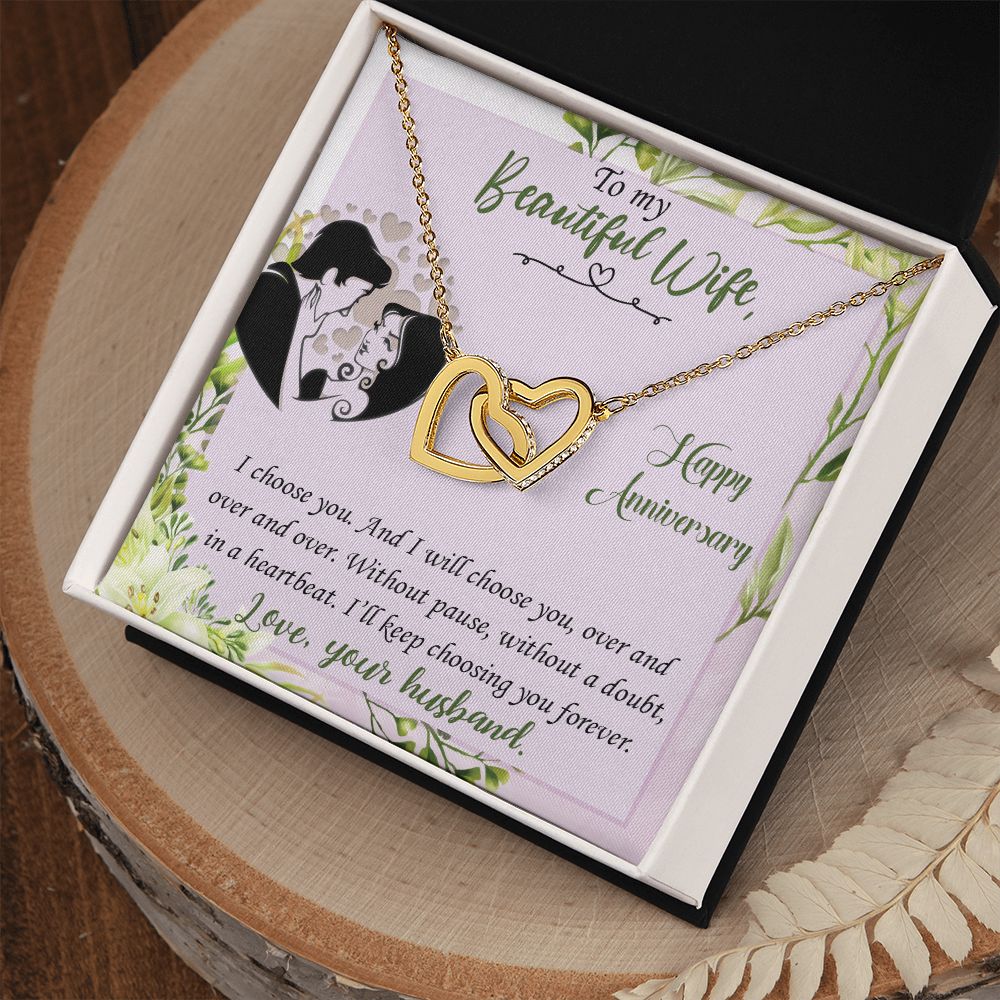 To My Beautiful Wife Necklace, Wedding Anniversary Jewelry For Women, Necklace For Wife from Husband, Gifts For Wife Birthday Gifts Necklace, Jewelry With Message Card In A Gift Box