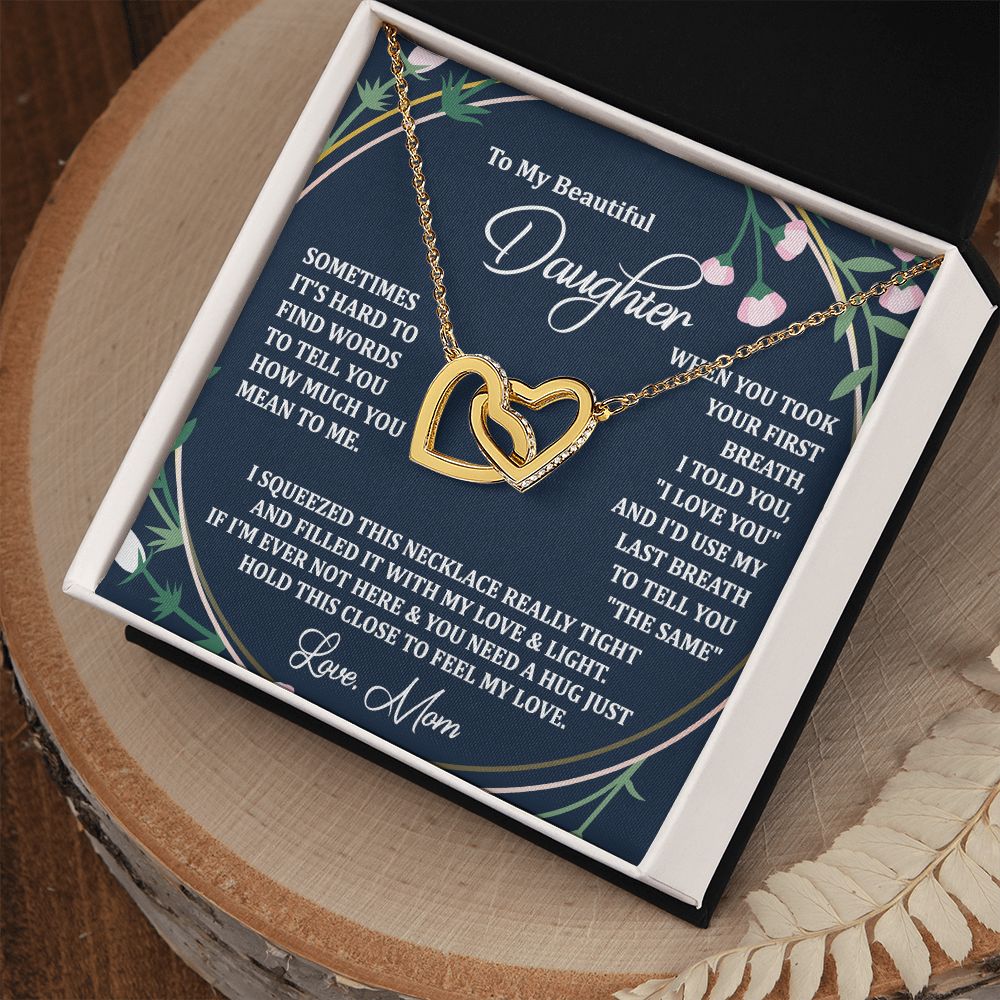 To My Daughter Gift Necklace from Mom, Mother and Daughter Necklace for Girls, Mother Daughter Gift Ideas, Jewelry Pendant Interlocking Hearts Necklace