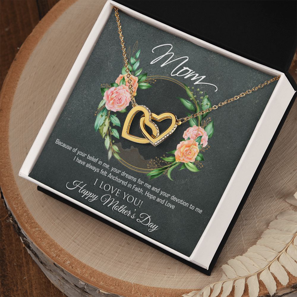 To My Mom Flower Necklace Pendant Gift From Daughter Your Belief In Me With Message Card Gift For Mom Interlocking Hearts Necklace