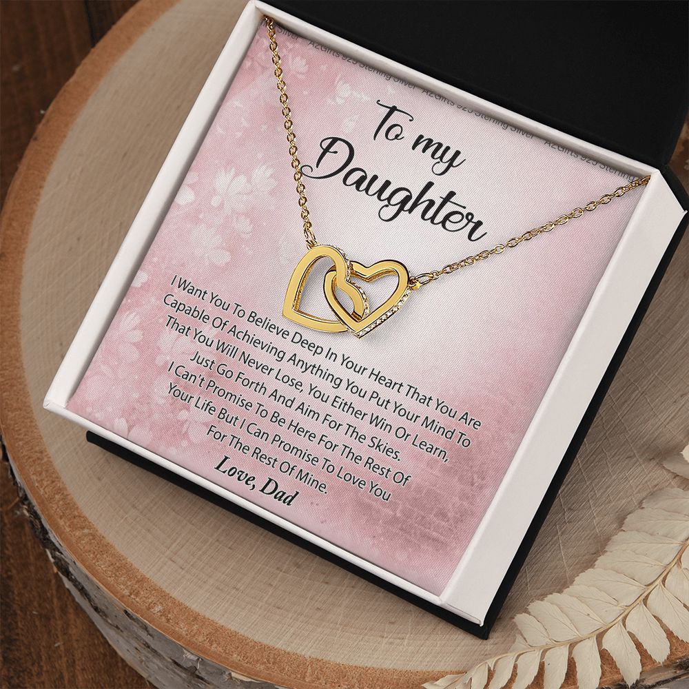 To My Daughter Necklace Gift From Mom I Love You Forever and Always Hearts Necklace For Daughter Present for Birthday Anniversary Christmas Valentine's Day Interlocking Hearts Necklace