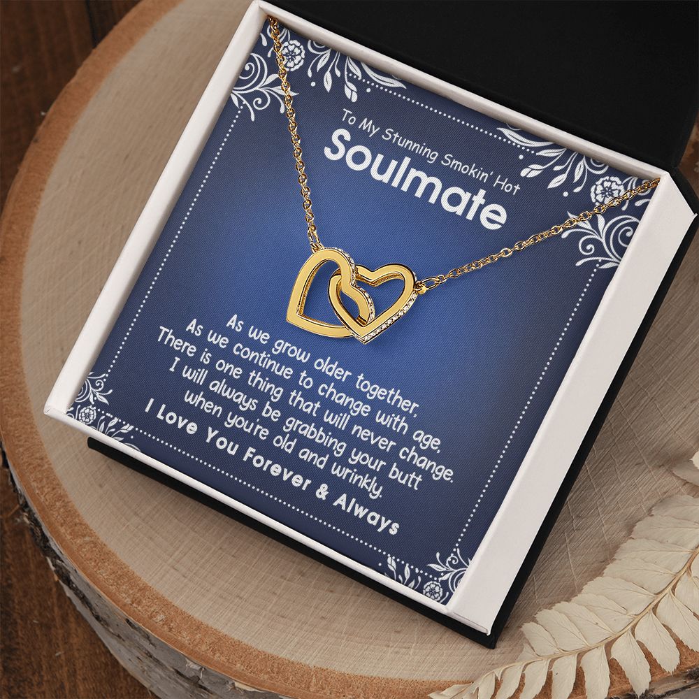 To My Smokin Hot Soulmate Necklace - Wife Gifts From Husband To My Wife Necklace, Gift for Her Romantic, Girlfriend Gifts Necklace for Wife from Men Includes Message Card and Gift Box 5 Interlocking Hearts Necklace