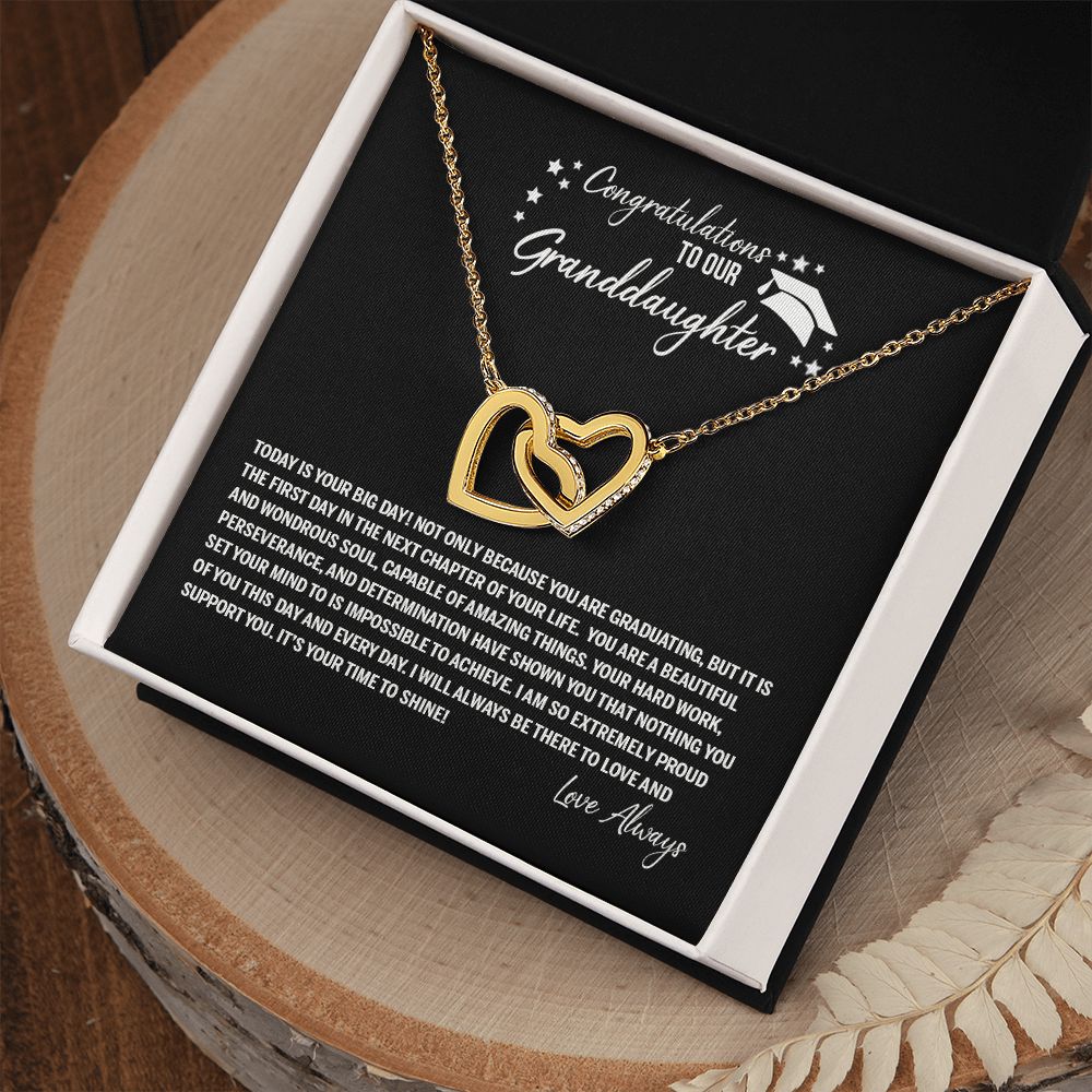 To Our Granddaughter Necklace From Grandparents Sentimental Gifts Birthday Gift Chirstmas Anniversary Unique Jewelry For Girl Senior High School College Grad Necklace Graduation Pendant Gifts Interlocking Hearts Necklace