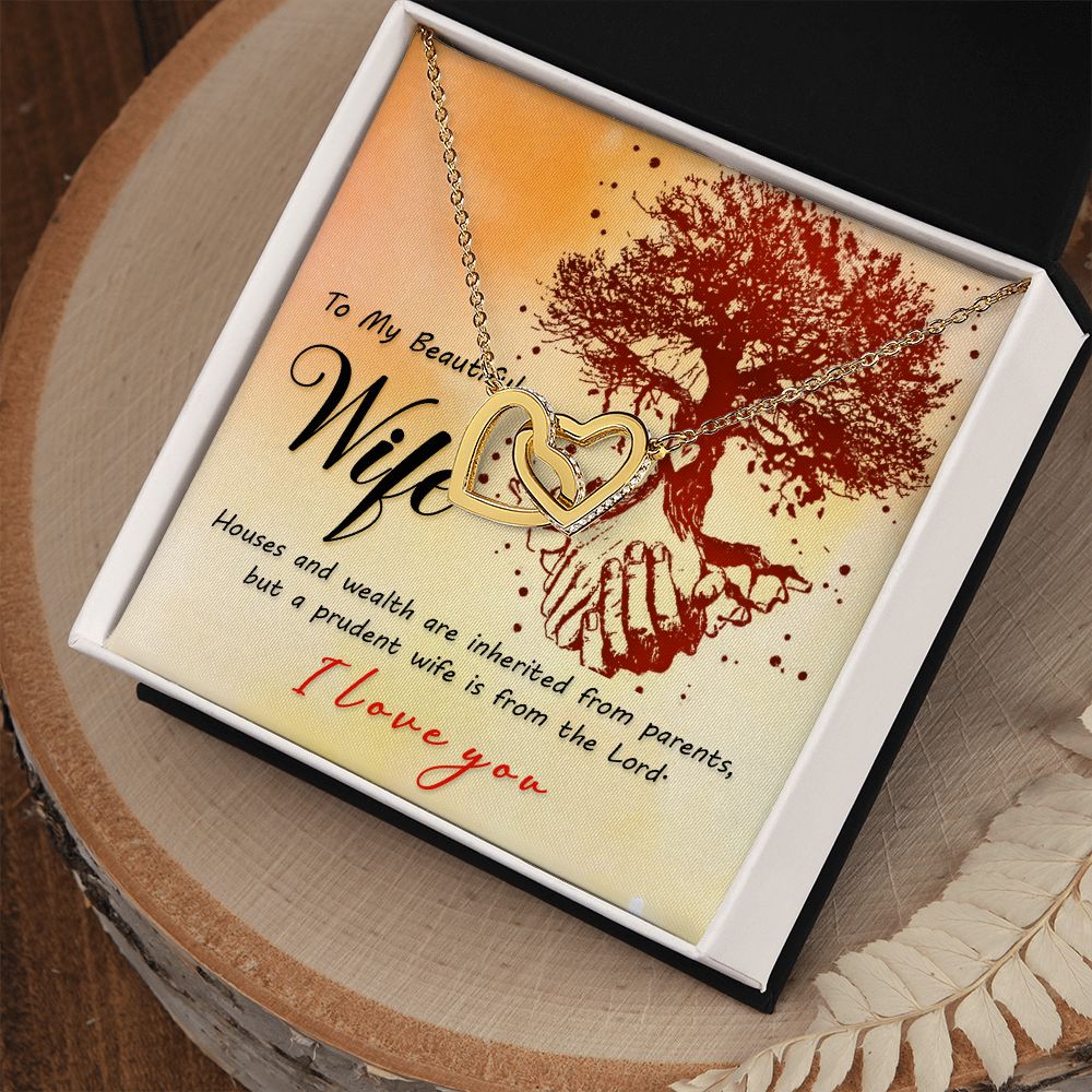 To My Beautiful Wife Necklace, Gift for Wife, Girlfriend, Soulmate Neckalce Gift for Wife from Husband Necklace for Wife Luxury Jewelry Necklaces Styles On Birthday, Xmas, tyle Luxury Led Box Interlocking Hearts Necklace