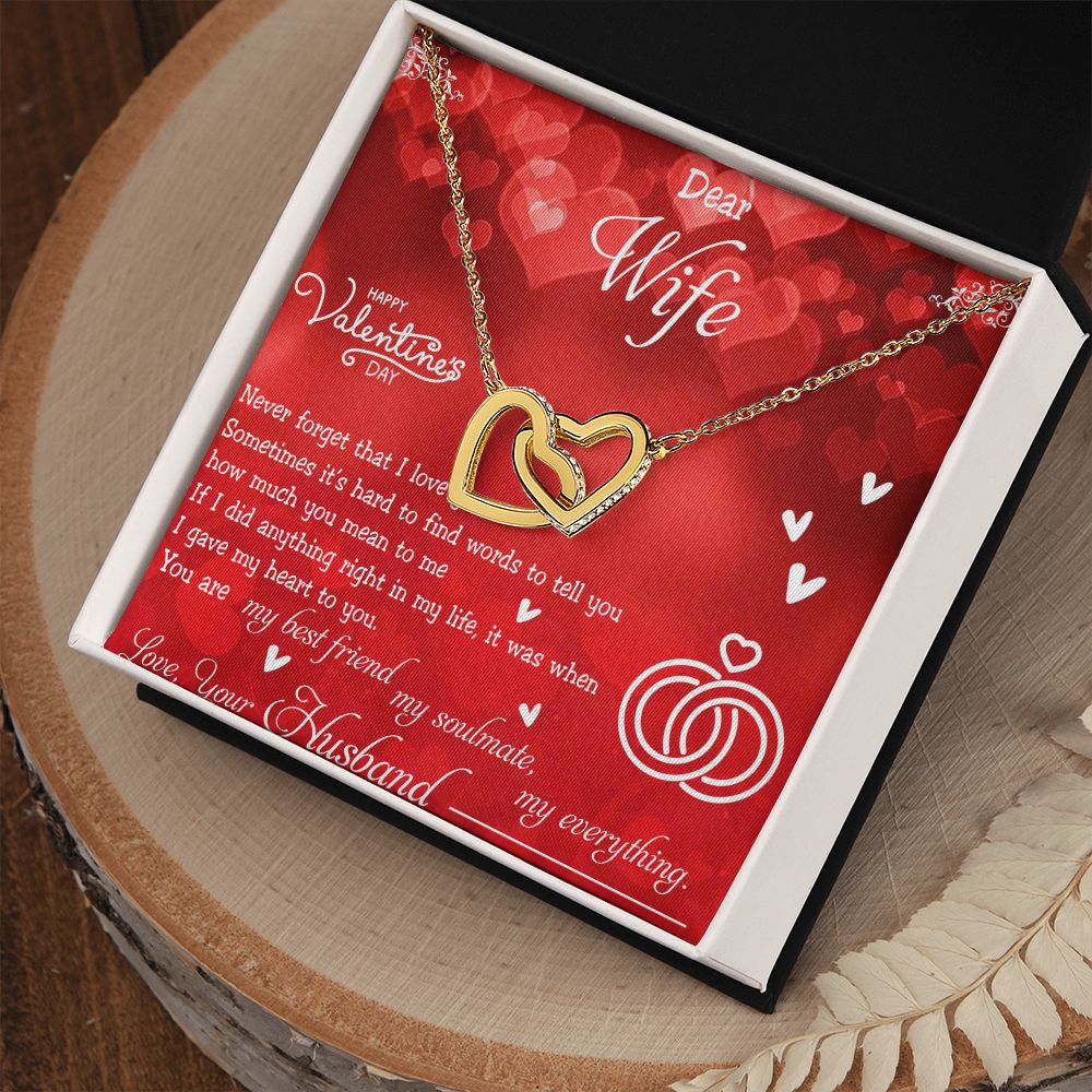 To My Wife Necklace, Wedding Anniversary Jewelry For Women, Necklace For Wife from Husband, Gift For Wife Birthday Gifts From Husband Necklace, Jewelry With Message Card In A Gift Box4 Interlocking Hearts Necklace