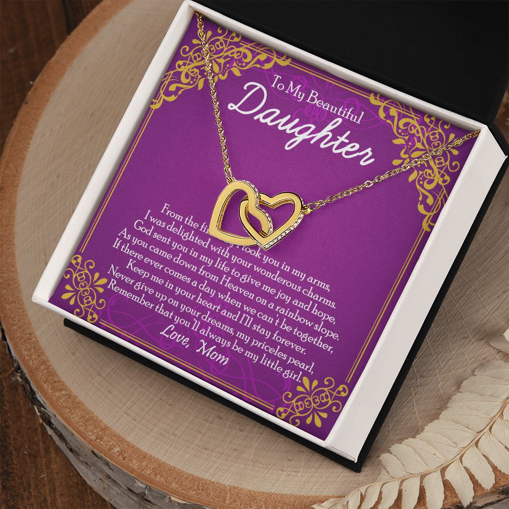 To My Daughter Necklace Gift from Mom, Mother and Daughter Jewelry Necklace for Girls, Mother Daughter Gift Ideas, Jewelry Pendant Necklace Interlocking Hearts Necklace