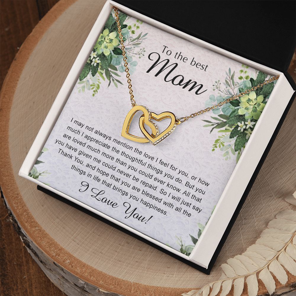 To My Best Mom Necklace, Necklace for Mother, Daughter Gift For Mom, Present For Mom, Mother Gifts from Son or Daughter, Jewelry Gift for Mothers Day, Birthday Gift for Mother, Moms Interlocking Hearts Necklace