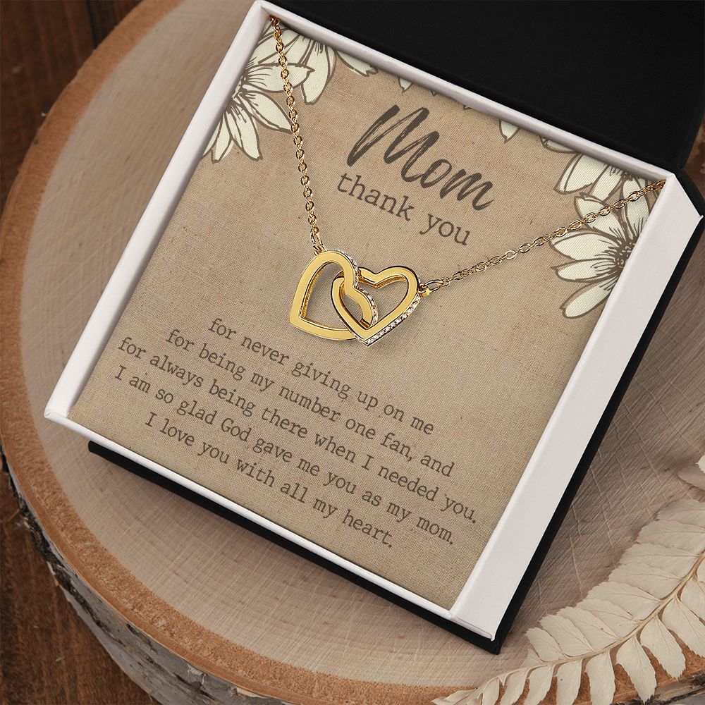 Thank You Gift For Mom, Gifts For Mother, Gifts For Mom From Daughter, Affordable Gifts For Mom, Birthday Gift Ideas For Mom From Daughter Interlocking Hearts Necklace