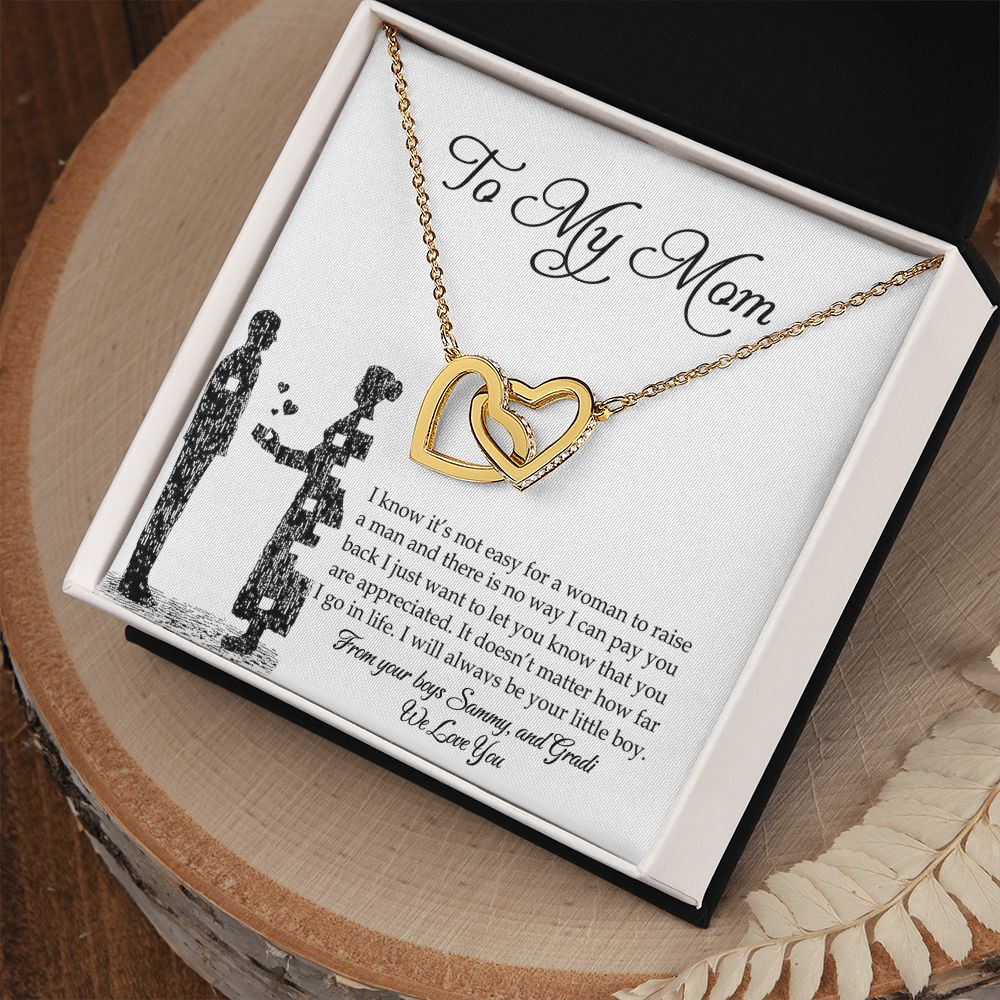 To My Mom Necklace, Gift For Mom, Mother's Day Gift from Son, Mom Jewelry Gift for Mothers Day, Birthday Gift for Mother, Moms Gift from Daughter Son, Necklace for Mom Mother Interlocking Hearts Necklace