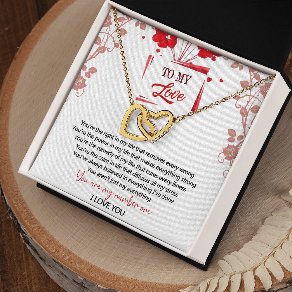 To My Love Interlocking Hearts Necklace With Box Message Card, Gift For My Love Interlocking Hearts Necklace