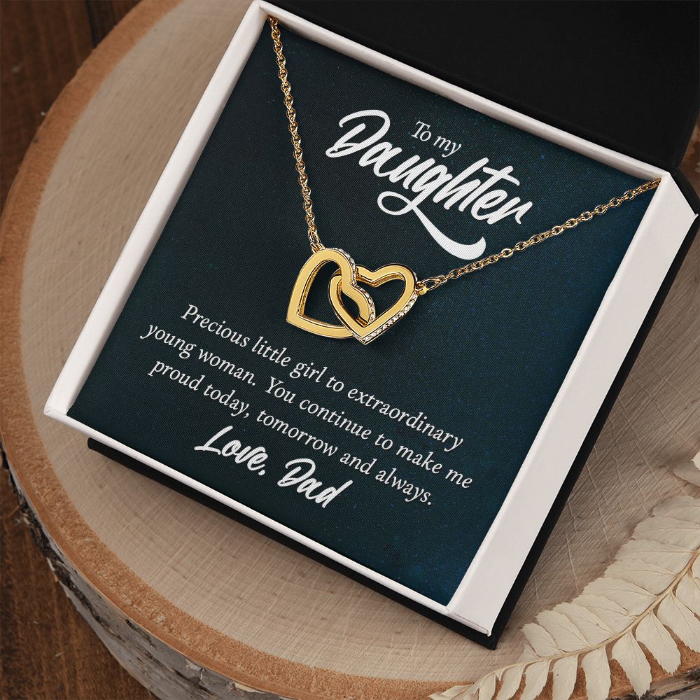 To My Daughter Necklaces Pendants - Father and Daughter Necklace - Gift from Daddy - Luxury Necklace Silver On Birthday, Anniversary - Includes Gift Box Interlocking Hearts Necklace