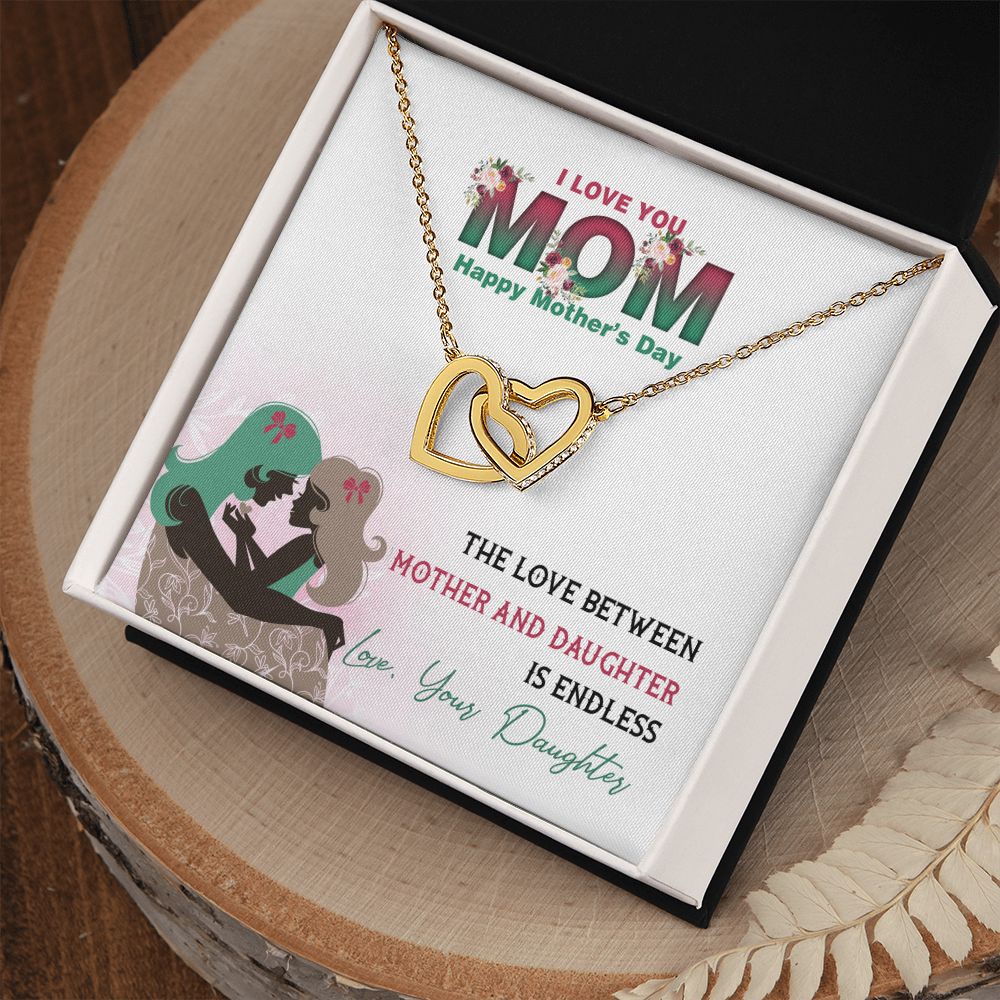 Mom Necklace Gifts for Mom from Daughter to Mom Gifts for Mothers Day from Daughter, To My Mom Necklace from Daughter to Mom Birthday Gifts Necklace with Message Card and Gift Box2236 Interlocking Hearts Necklace