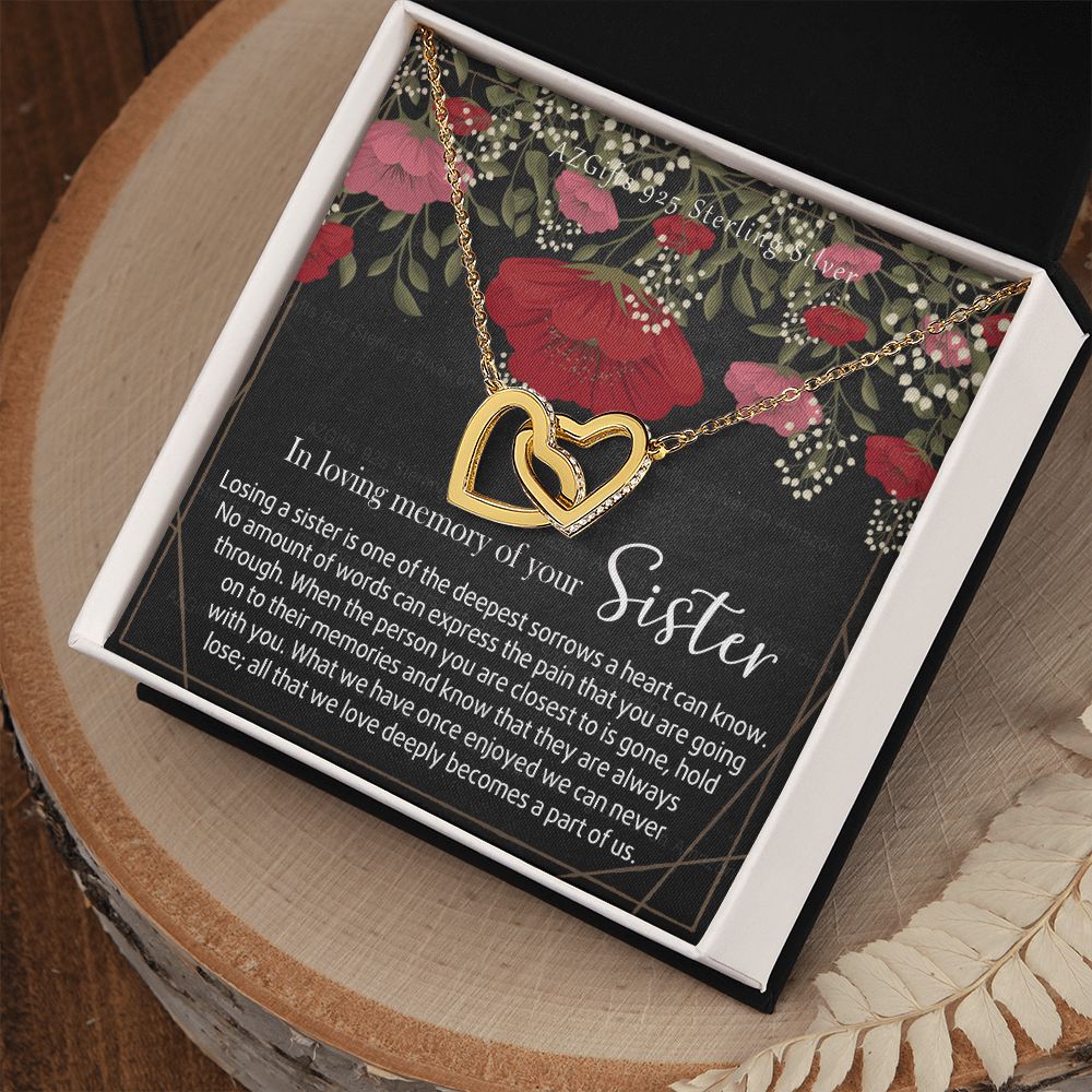 In Loving Memory of Your Sister Necklace Grief Gifts for Grieving Gift for Memorial Pendant Necklace Gifts for Remembrance Gifts for Bereavement Gifts Sorry for Your Loss 301 Interlocking Hearts Necklace