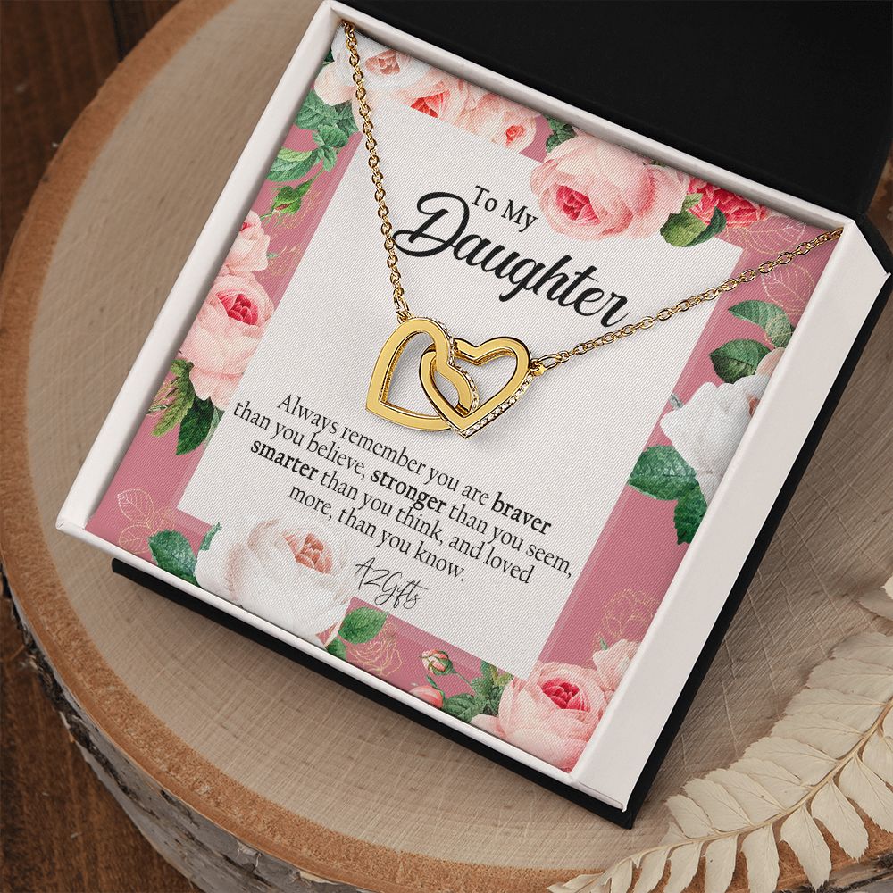To My Daughter Gift Necklace from Mom, Mother and Daughter Necklace for Girls, Mother Daughter Gift Ideas, Jewelry Pendant Interlocking Hearts Necklace