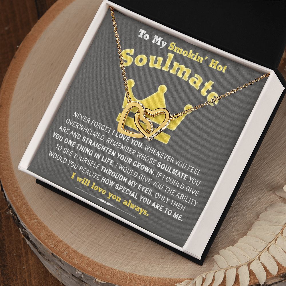 To My Soulmate Necklace for Women Birthday Valentines Day Jewelry Gifts For My Wife with Message Card Box Personalized Gift Present Pendant for Future Wife Soulmate Girlfriend Love 8 Interlocking Hearts Necklace