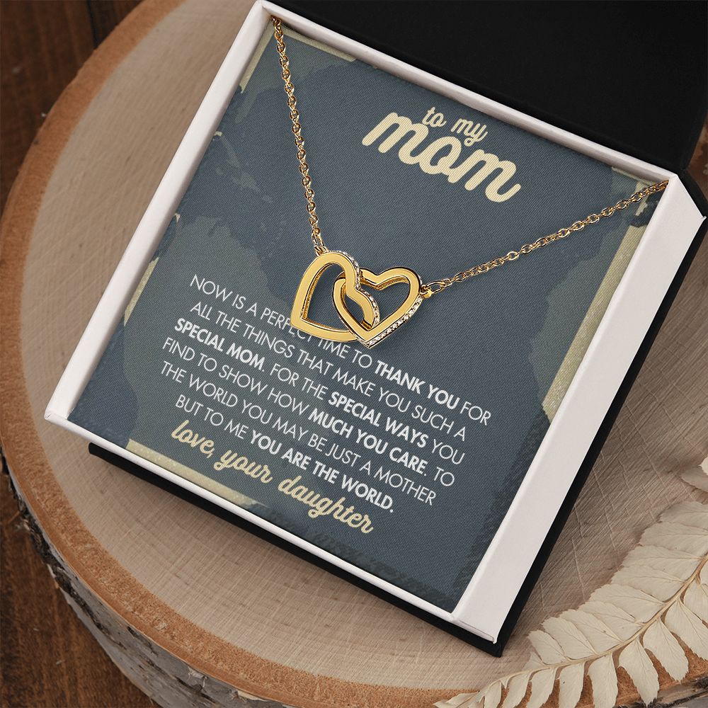 Mom Necklace Gifts for Mom from Daughter to Mom Gifts for Mothers Day from Daughter, To My Mom Necklace from Daughter to Mom Birthday Gifts Necklace with Message Card and Gift Box2237 Interlocking Hearts Necklace