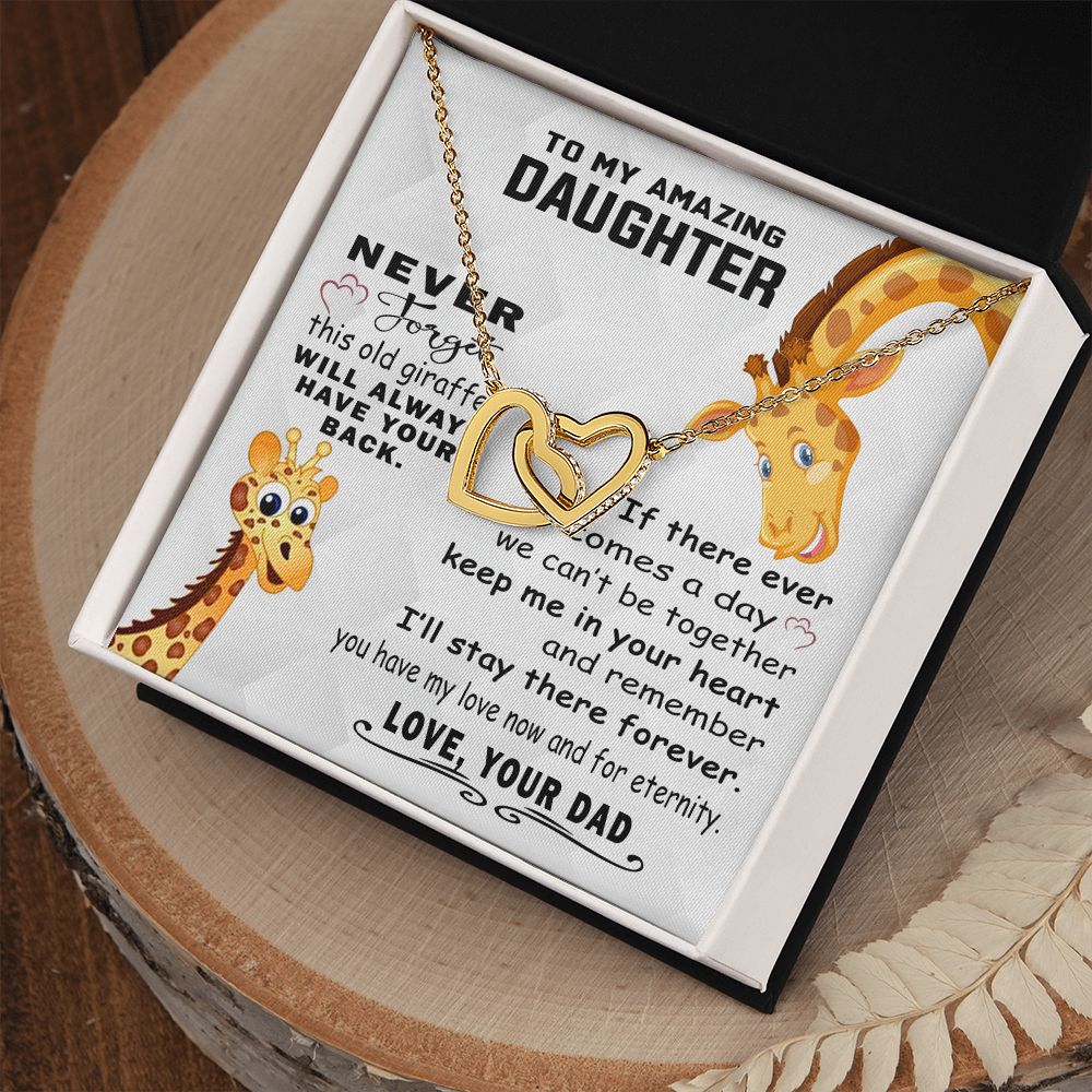 Jewelry Pendant Present for Daughter, To My Daughter Gift Necklace from Mom, Mother Daughter Gift Ideas, Birthday Christmas Gift Graduation Gifts for Daughters, Mother and Daughter Necklace 18 Interlocking Hearts Necklace