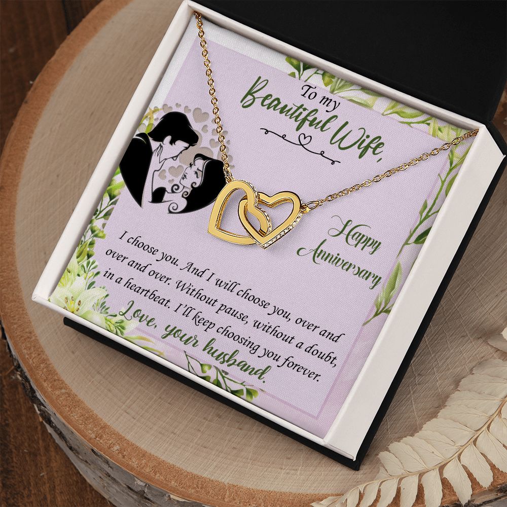 To My Beautiful Wife Necklace, Gifts for Soulmate, Heart Necklace for Wife, Soulmate Jewelry, Soulmate Necklace, Future Wife Gift, Interlocking Heart Necklace for Wife from Husband