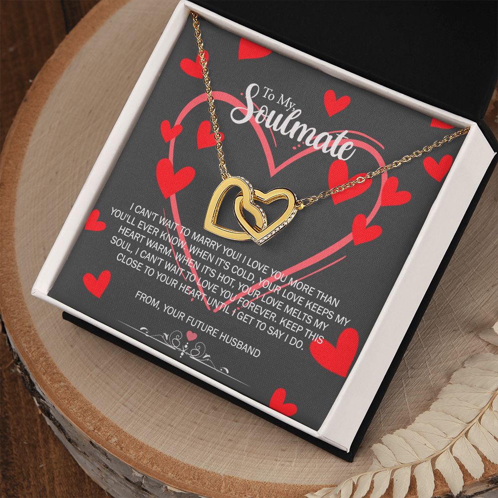 To My Soulmate Necklace for Future Wife Girlfriend Fiancee Anniversary Gift Interlocking Hearts Necklace
