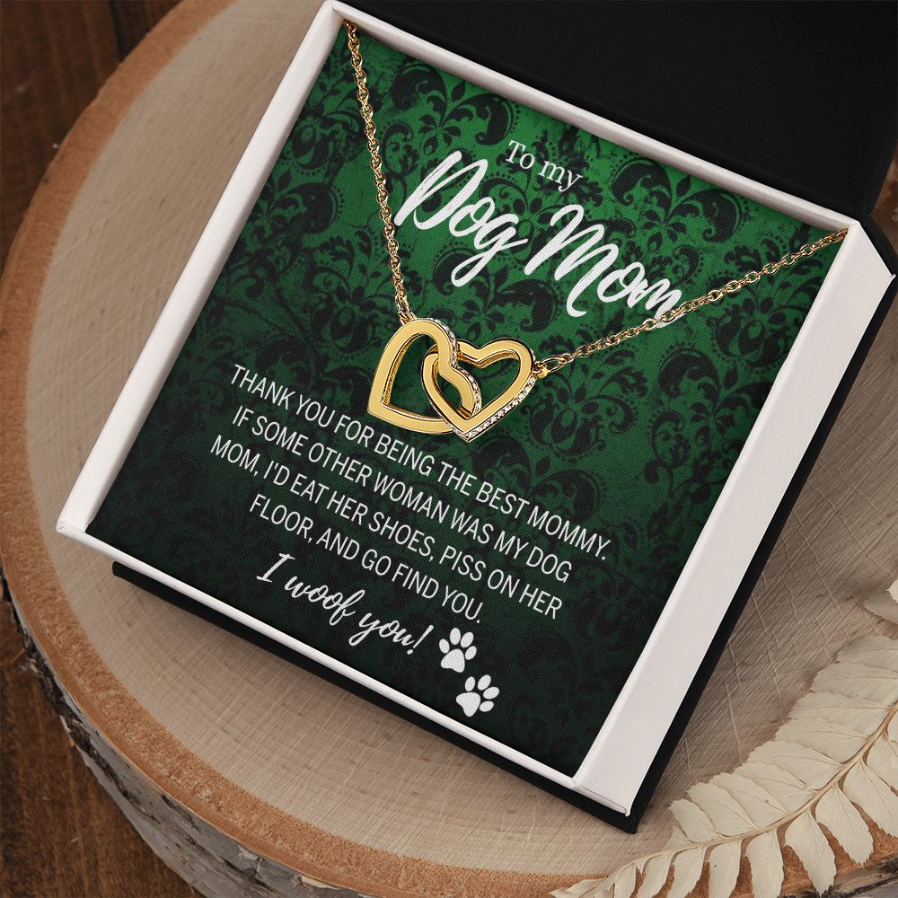 To My Dog Mom Necklace with Message Card Mother's Day Gift for Dog Mom Dog Mom Gift Dog Mom Mothers Day Necklace for Dog Mom Mother Birthday Gift Dog Lover Necklace for Women Interlocking Hearts Necklace