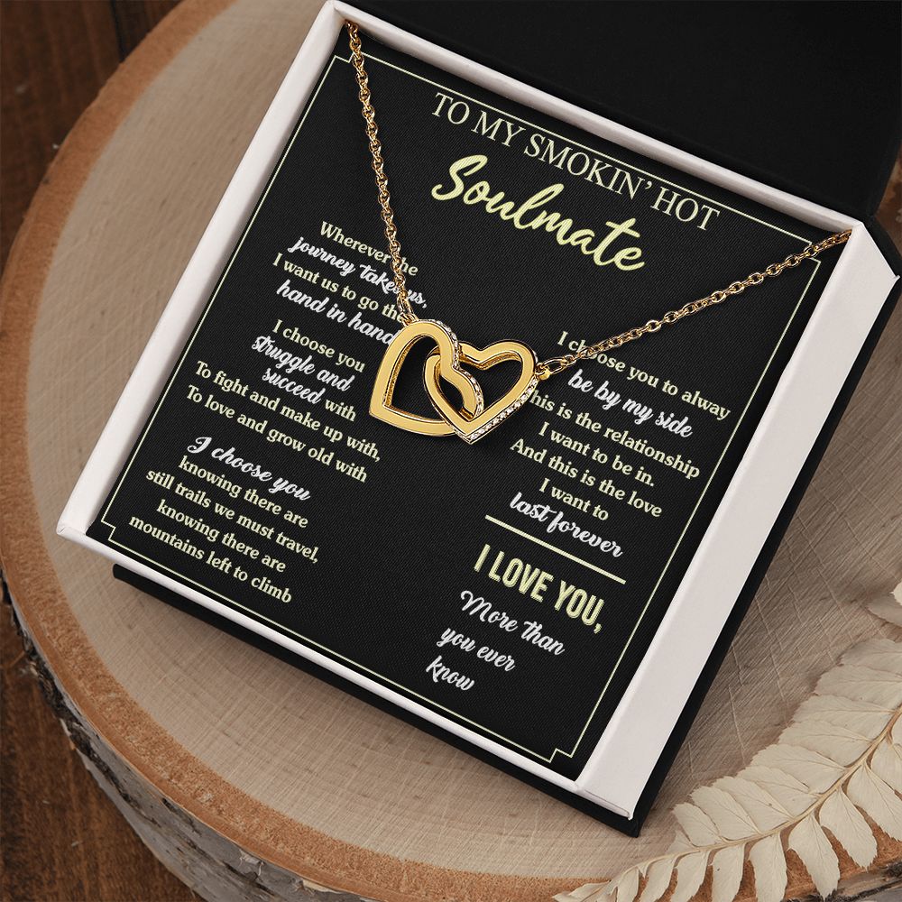 To My Soulmate Necklace for Women Birthday Valentines Day Jewelry Gifts For My Wife with Message Card Box Personalized Gift Present Pendant for Future Wife Soulmate Girlfriend Love 7 Interlocking Hearts Necklace