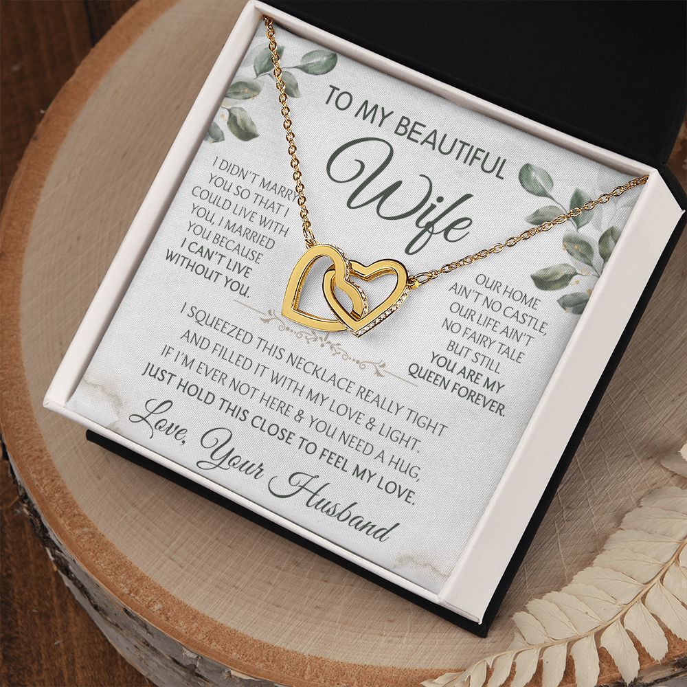 To My Beautiful Wife Necklace, Wedding Anniversary Jewelry For Women, Necklace For Wife from Husband, Gifts For Wife Birthday Gifts Necklace, Jewelry With Message Card In A Gift Box