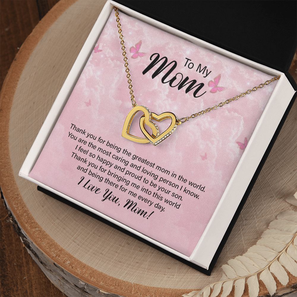 To My Mom Necklace, Gift For Mom, Mother's Day Gift from Daughter, Mom Jewelry Gift for Mothers Day, Birthday Gift for Mother, Moms Gift from Daughter Son, Necklace for Mom Mother 24 Interlocking Hearts Necklace