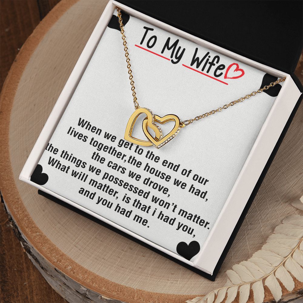 To My Wife Necklace from Husband, Personalized Necklace for Women, Luxury Necklace for Wife from Man Men, Wedding Anniversary Present For Wife, Beautiful Wife Jewelry Christmas Birthday Gift For Wife25 Interlocking Hearts Necklace