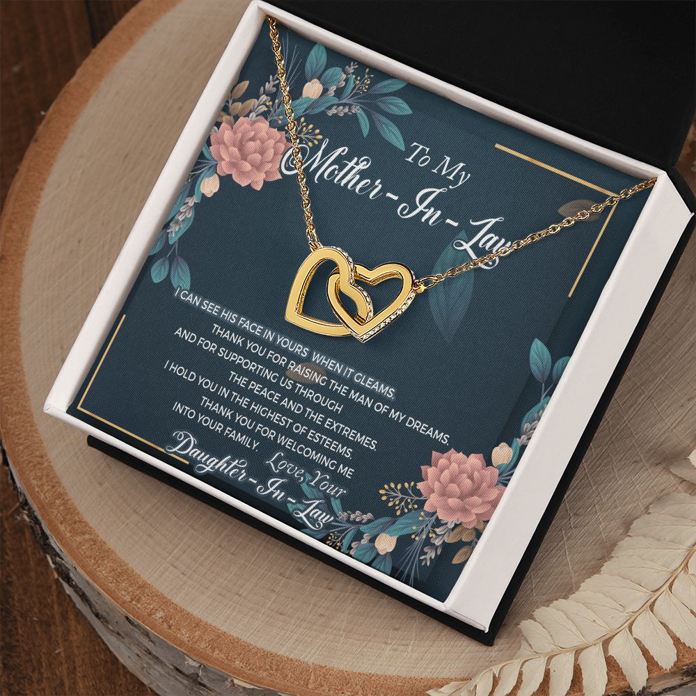 Mother in Law Necklace, Jewelry for Women, Future Mother in Law Gifts from Daughter in Law, Mother of Bride Gifts For Mother in Law, Birthday Gifts For Mother In Law From Daughter In Law2 Interlocking Hearts Necklace