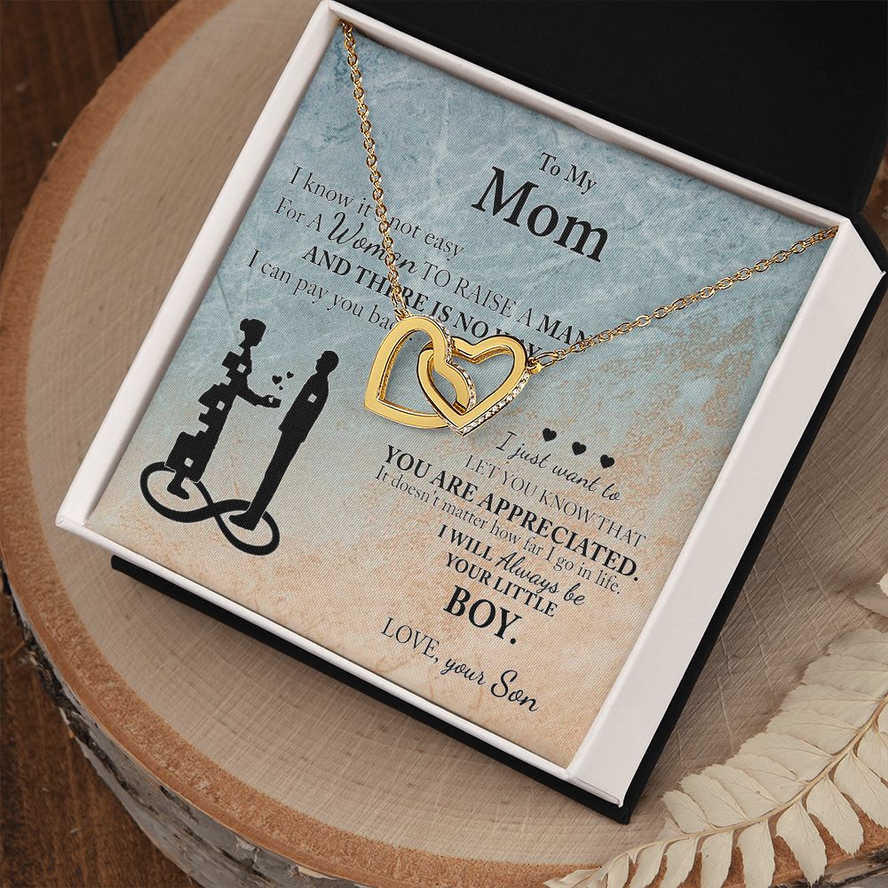 Mom Gift From Son To Mother Necklace Thoughtful Birthday Gift Sentimental Interlocking Hearts Necklace