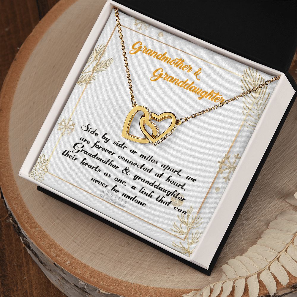 To My Grandma Necklace, Gift for Grandmother Necklace, Mothers Day Gift For Grandma Nana, Grandma Jewelry From Grandchildren GrandKids , Jewelry Box Gift For Grandma Grandmother14 Interlocking Hearts Necklace