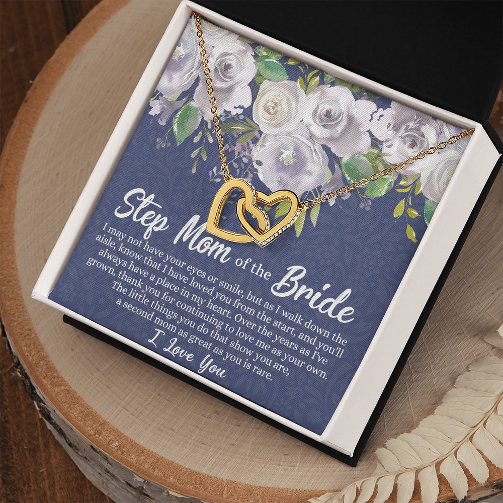 To My Stepmother of the Bride Necklace, Stepmother of the Bride Gifts Idea, Necklace for Stepmom of the Bride Gifts, Wedding Gifts for Stepmom, Gifts for Step Mother of the Bride Interlocking Hearts Necklace