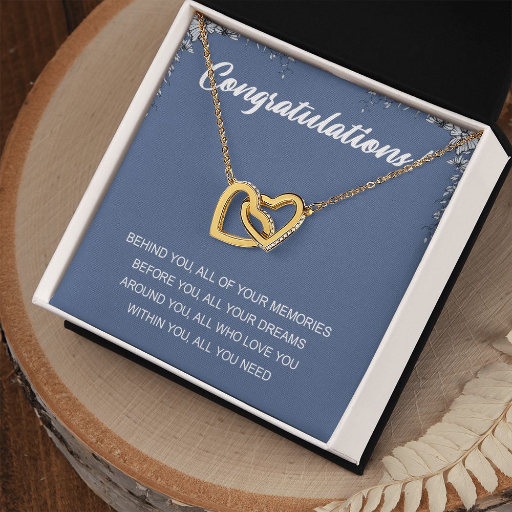 Graduation Gift Necklace for Girls College, High School, Love Knot Necklace Congrats Graduation Pendants Gift For Daughter, Granddaughter, Niece, Sister Interlocking Hearts Necklace