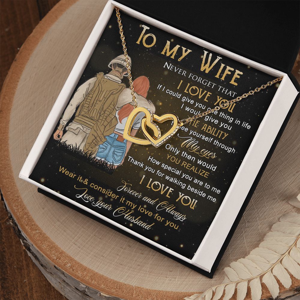 Birthday Gifts For Wife, Necklace Gifts For Wife From Husband, To My Wife Jewelry For Women , To My Wife Necklace  from Husband Wedding Anniversary Present For Wife, Beautiful Wife Jewelry Christmas21 Interlocking Hearts Necklace