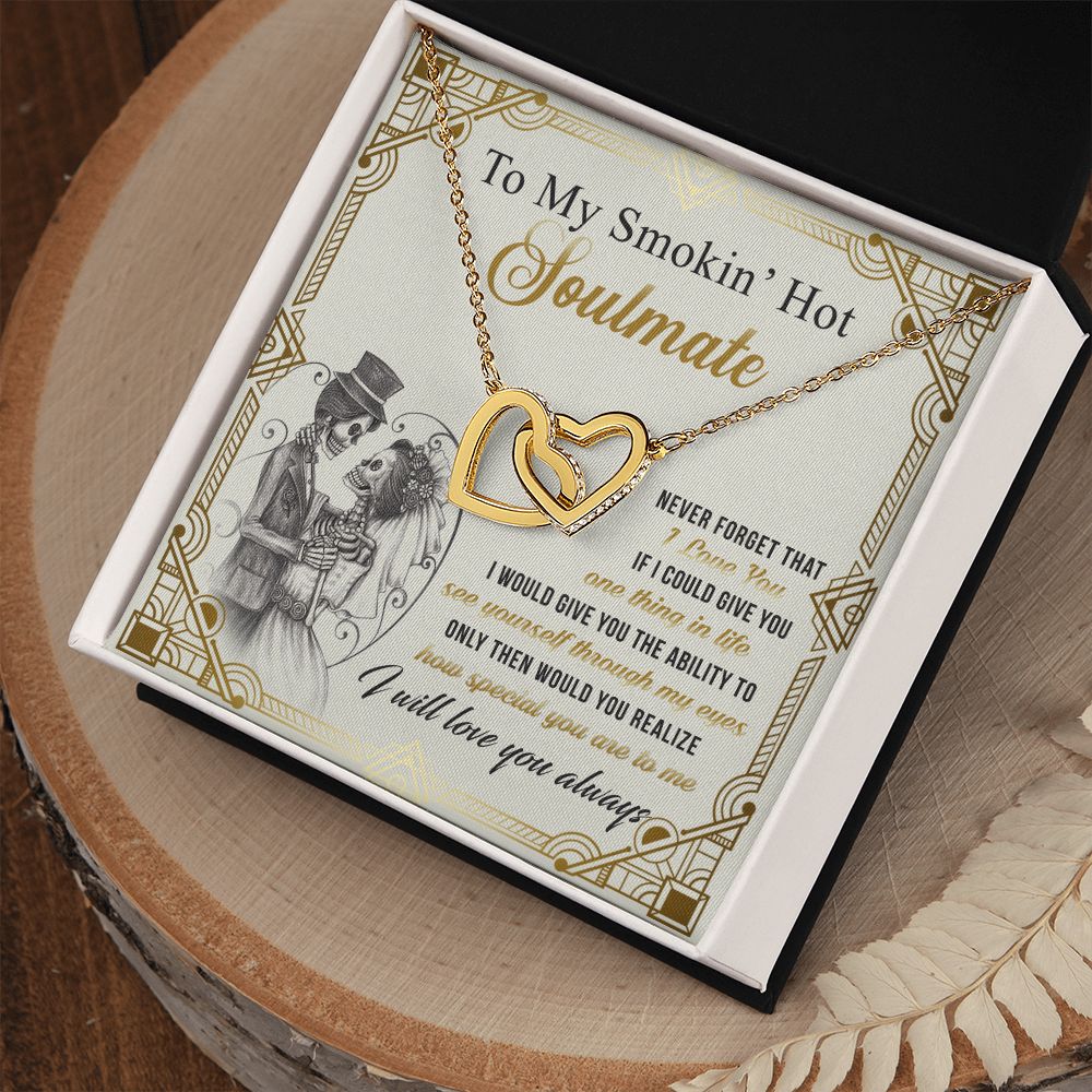 To My Smokin Hot Soulmate Necklace - Wife Gifts From Husband To My Wife Necklace, Gift for Her Romantic, Girlfriend Gifts Necklace for Wife from Men Includes Message Card and Gift Box 9 Interlocking Hearts Necklace