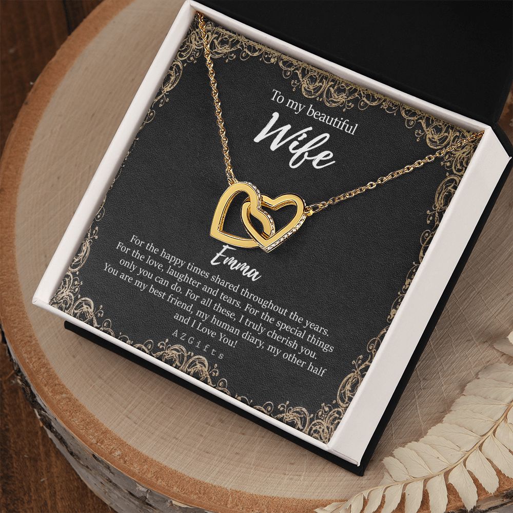 To My Wife Necklace from Husband, Personalized Necklace for Women, Luxury Necklace for Wife from Man Men, Wedding Anniversary Present For Wife, Beautiful Wife Jewelry Christmas Birthday Gifts For Wife9 Interlocking Hearts Necklace