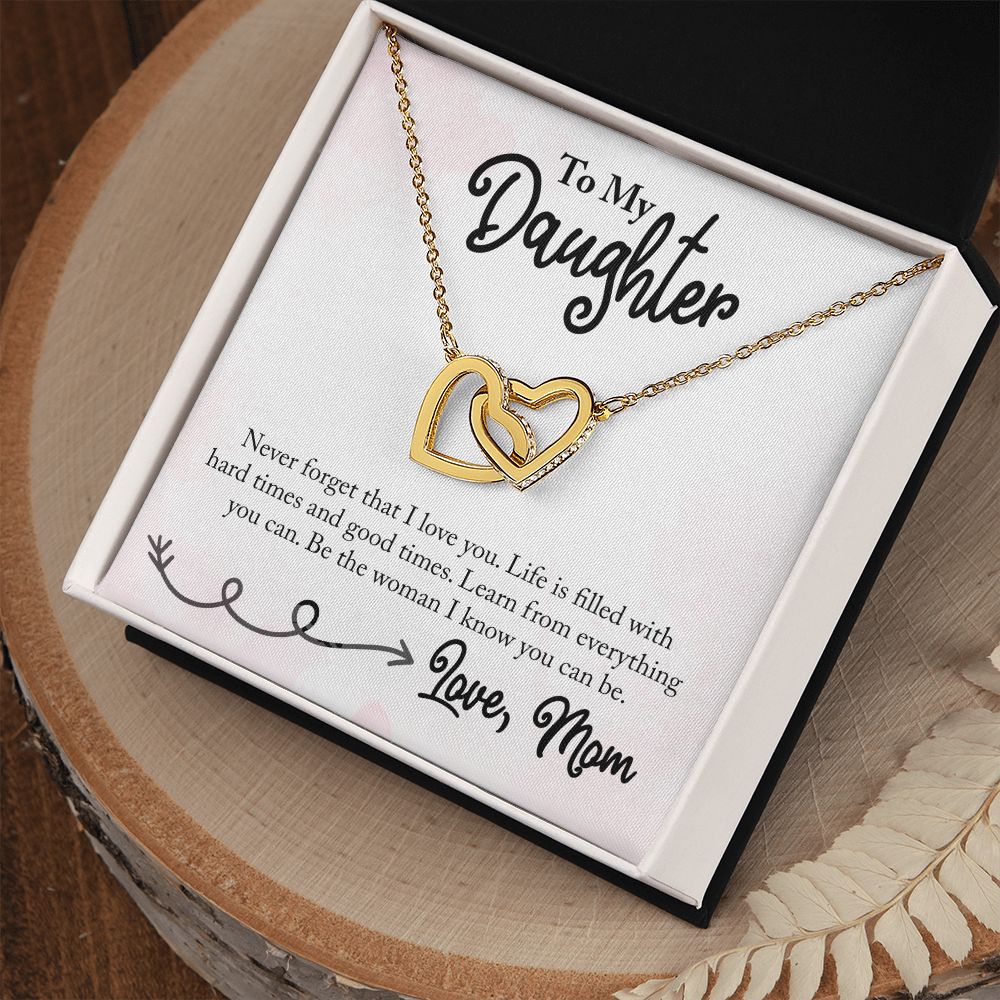 To My Daughter Necklace Pendant Gift From Mom Necklace I Know You Can Be With Message Card Gift Box Gift For To Daughter Daughter In Law On Birthday Anniversary Interlocking Hearts Necklace