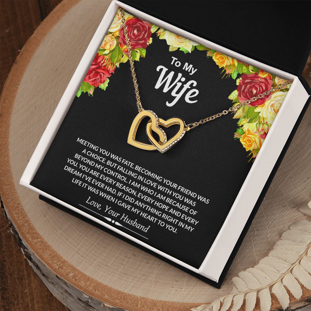 To My Wife Necklace from Husband Jewelry Gift For Wife Valentines Gift for Her Interlocking Hearts Necklace