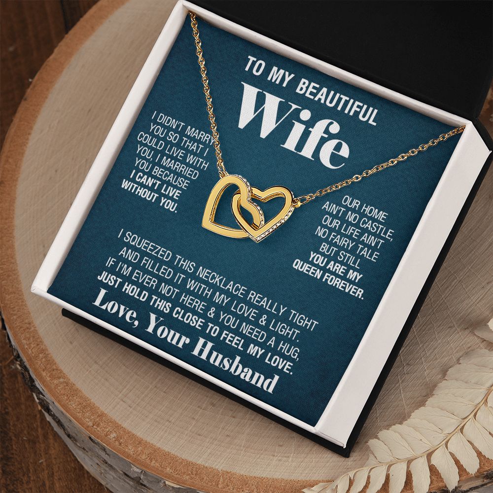 To My Beautiful Wife Necklace, Wedding Anniversary Jewelry For Women, Necklace For Wife from Husband, Gifts For Wife Birthday Gifts Necklace, Jewelry With Message Card In A Gift Box