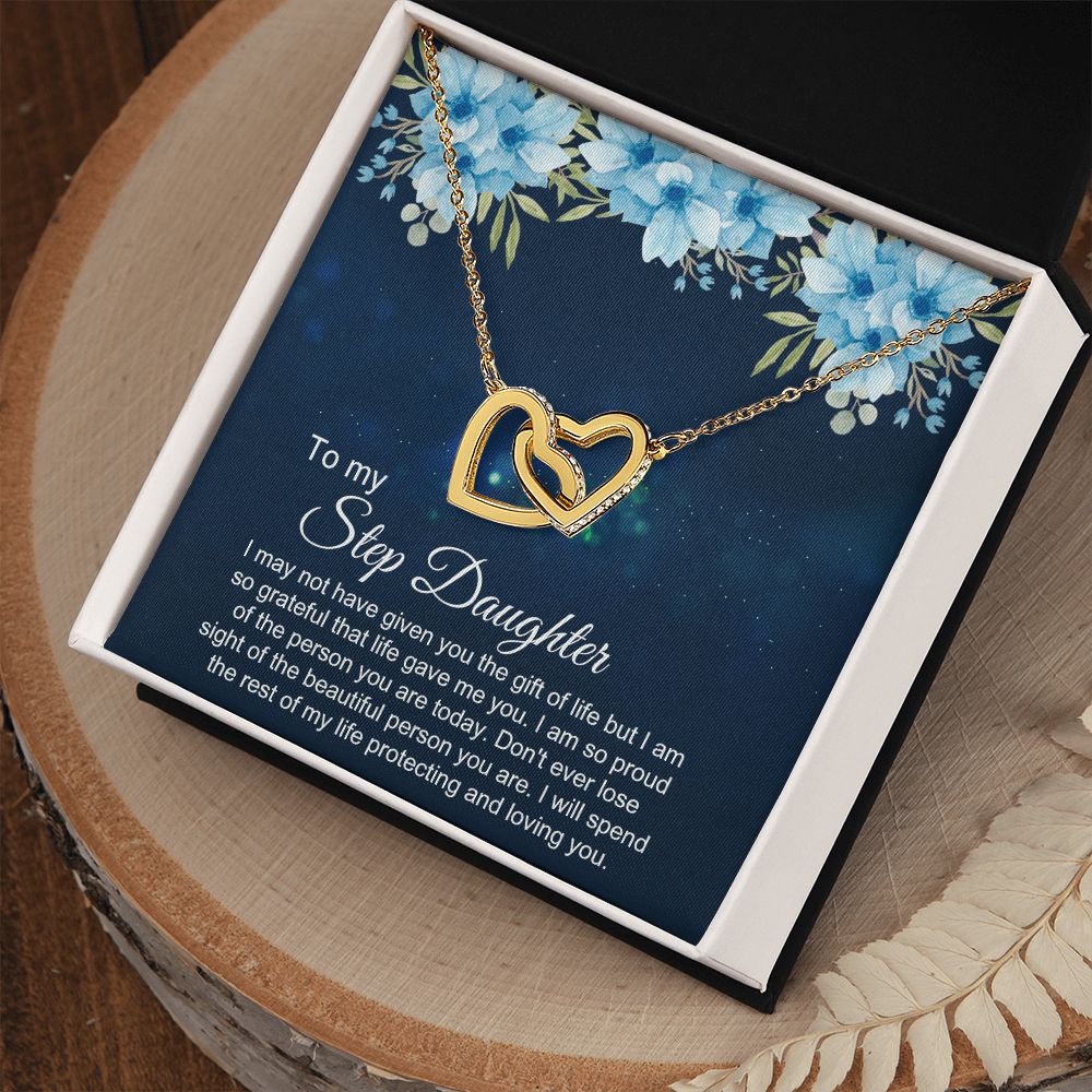 Bonus Daughter Gifts From Stepdad, Step Daughter Gifts From Stepmom, Stepdaughter Gifts From Stepdad, Father Stepdaughter Necklace, To My Bonus Daughter Necklaces, Christmas Gifts For Bonus3 Interlocking Hearts Necklace