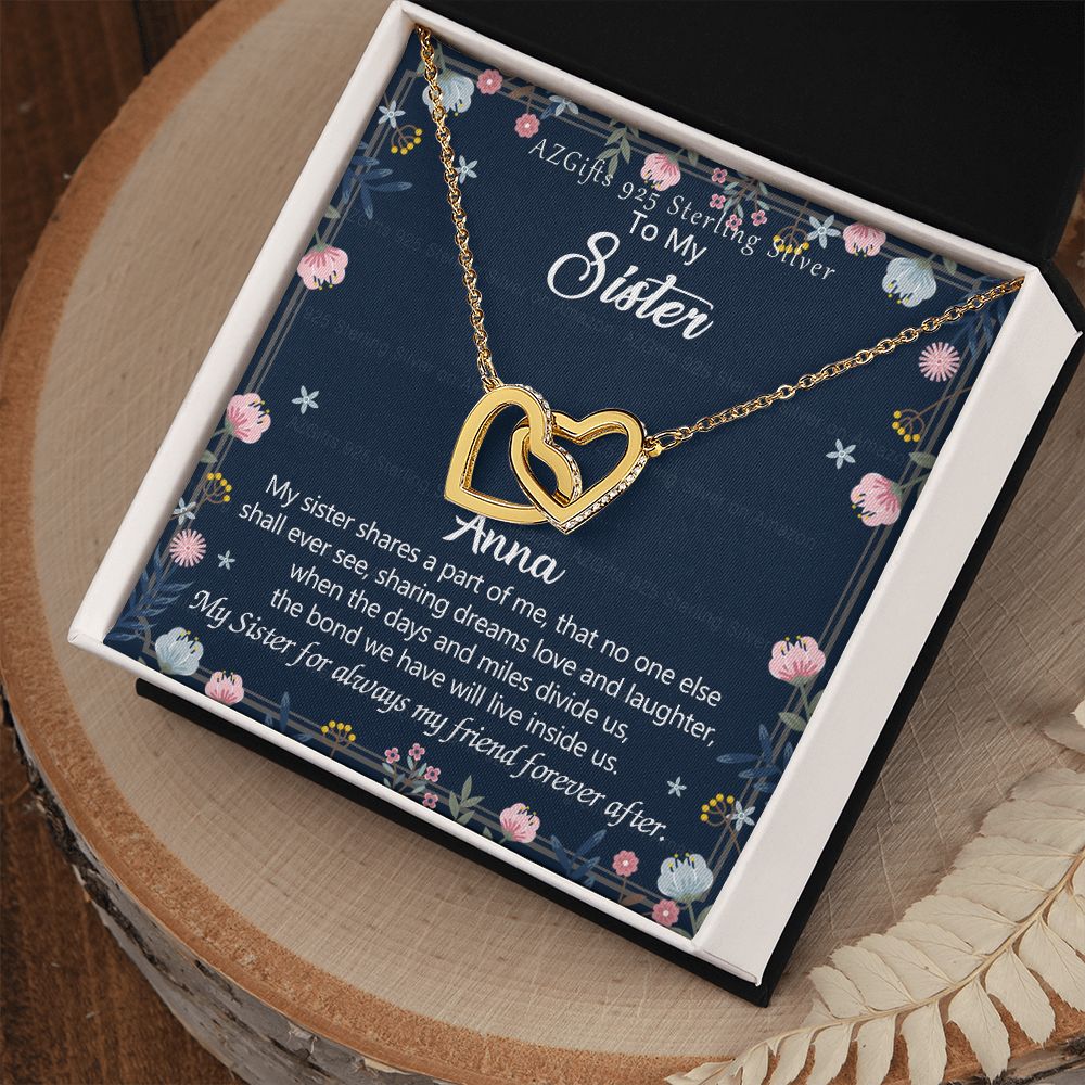 To My Sister Necklace, Pendant Inspirational Jewelry for Women Teen Girl, Keepsake Family and Friendship Gifts, Gift for Sisters, Necklace for Sisters, Sisters Jewelry 301 Interlocking Hearts Necklace