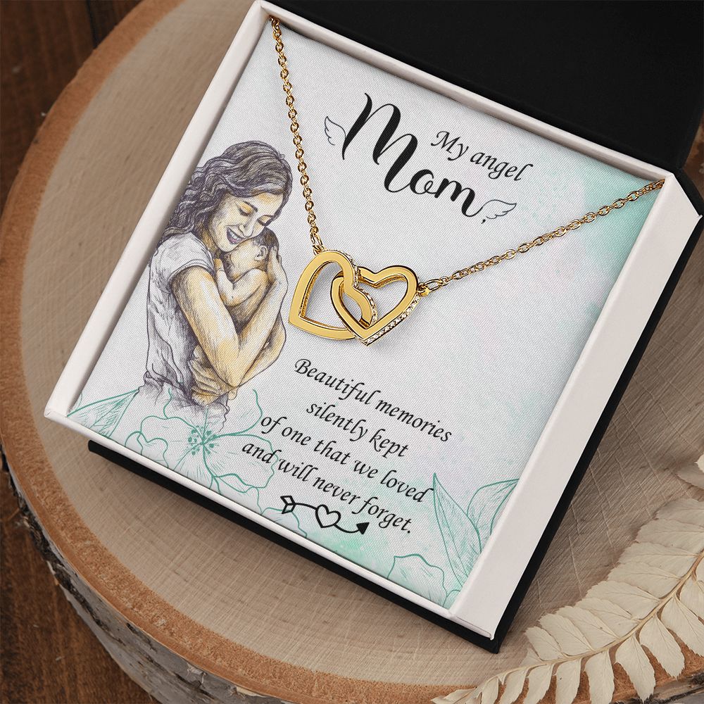 To My Mom Mother My Angel Necklace Pendant Gift From Daughter Beautiful Memories With Message Card Gift For Mom Interlocking Hearts Necklace