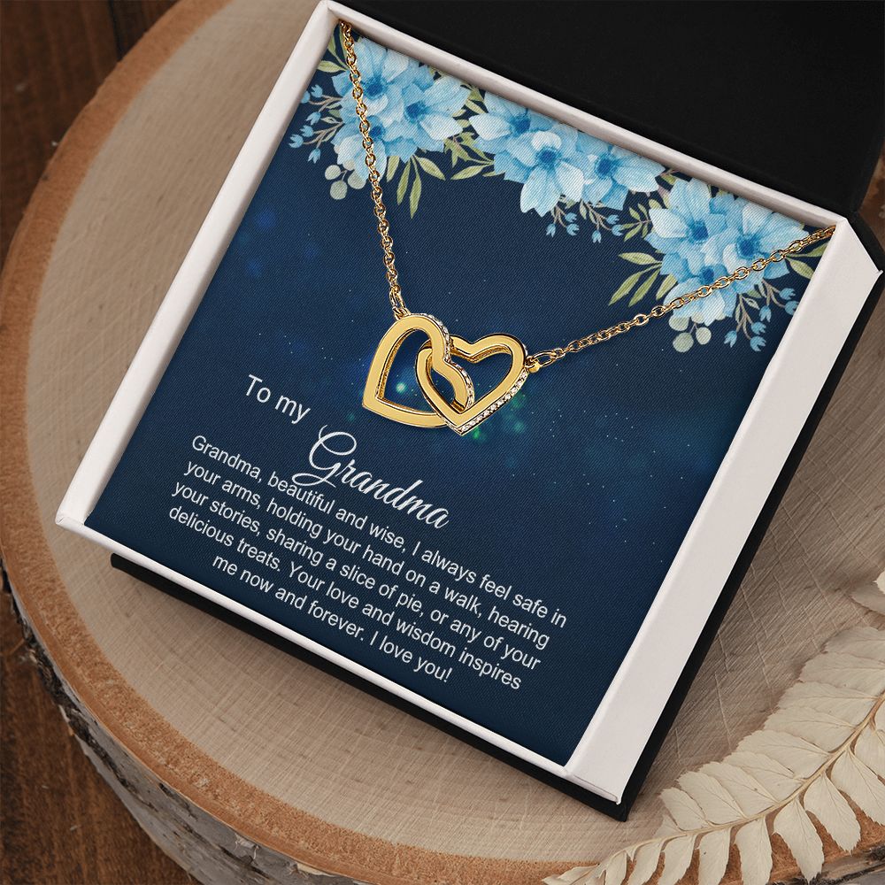 To My Grandma Necklace, Gift for Grandmother Necklace, Mothers Day Gift For Grandma Nana, Grandma Jewelry From Grandchildren GrandKids , Jewelry Box Gift For Grandma Grandmother2 Interlocking Hearts Necklace