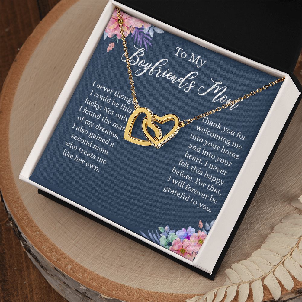 To My Boyfriends Mom Necklace, Gifts For Boyfriend Mom, Boyfriends Mom Birthday Gift, Boyfriend Mother Gift, Gifts for boyfriend mom, Boyfriend mom Mother's Day Gift Jewelry for Women Interlocking Hearts Necklace