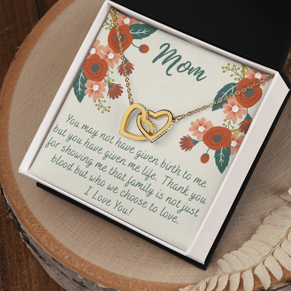 To My Mom Love Knot Necklace Gift for Stepmom Birthday Present Idea for Mother Interlocking Hearts Necklace