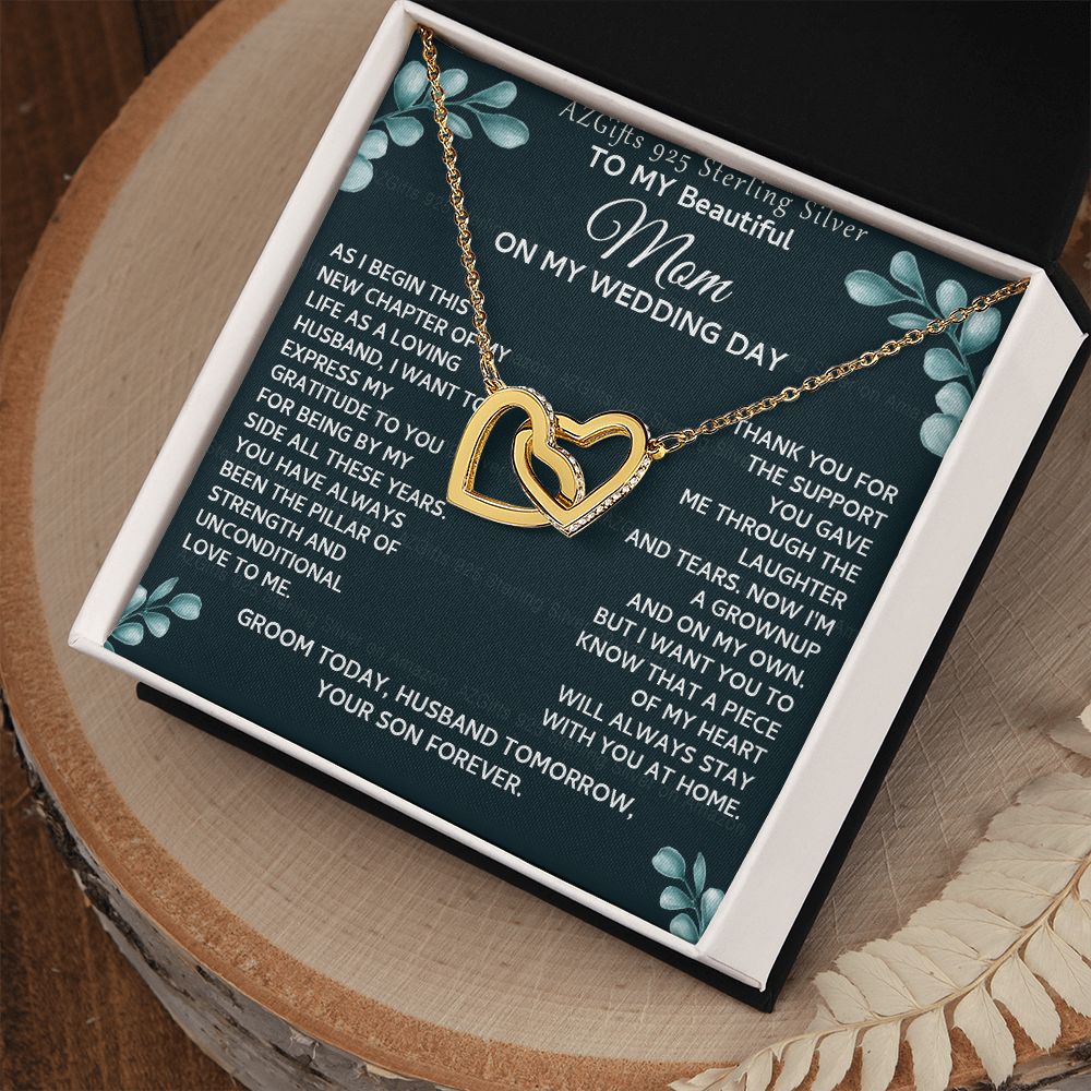 To My Beautiful Mom Necklace from Son, Gift for Mom, Gift from Son for Mother, Mother of Groom Gift, Necklace for Mother of Groom Wedding Day, To my Mom Necklace 301 Interlocking Hearts Necklace