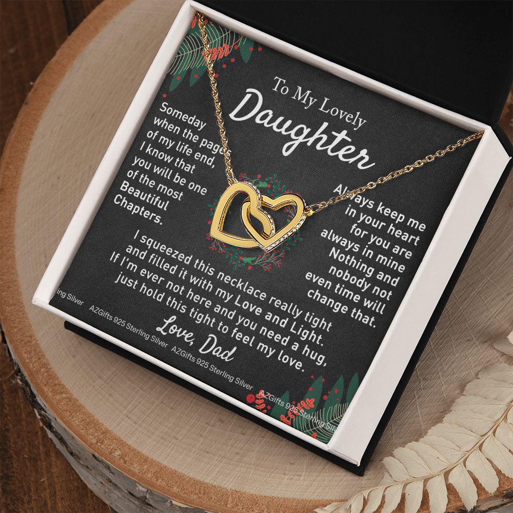 To My Daughter Necklace from Dad Father to Daughter Necklace for Daughter Gift for Daughter Wedding Gift Daughter Jewelry for Daughter Present for Christmas Birthday Gift Interlocking Hearts Necklace