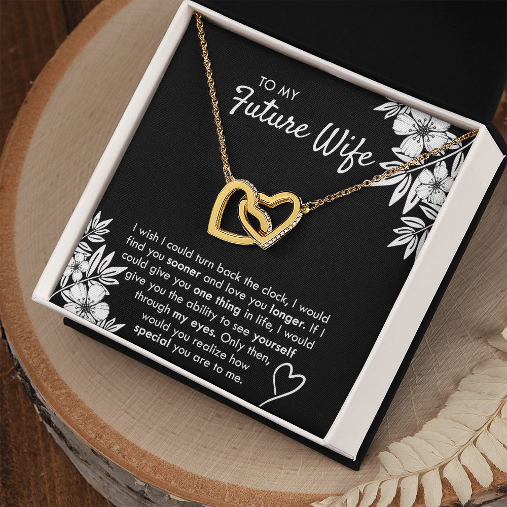To My Future Wife Necklace, Alluring Beauty Necklace with Message Card and Gift Interlocking Hearts Necklace