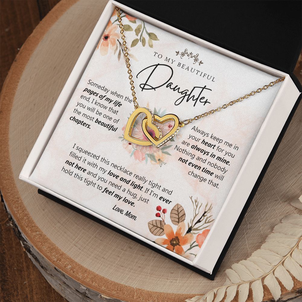 To My Beautiful Daughter Love Knot Necklace Christmas Gift For Daughter From Mom Interlocking Hearts Necklace