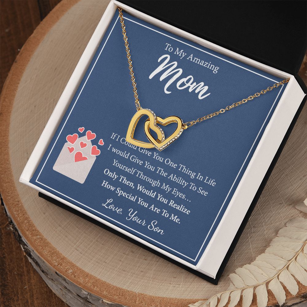 Mom Necklace Gifts for Mom from Daughter to Mom Gifts for Mothers Day from Daughter, To My Mom Necklace from Daughter to Mom Birthday Gifts Necklace with Message Card and Gift Box2238 Interlocking Hearts Necklace